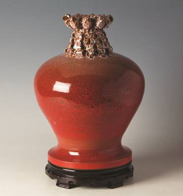 《花非花-珊瑚》颜色釉瓷瓶53cm  1250℃氧化焰
